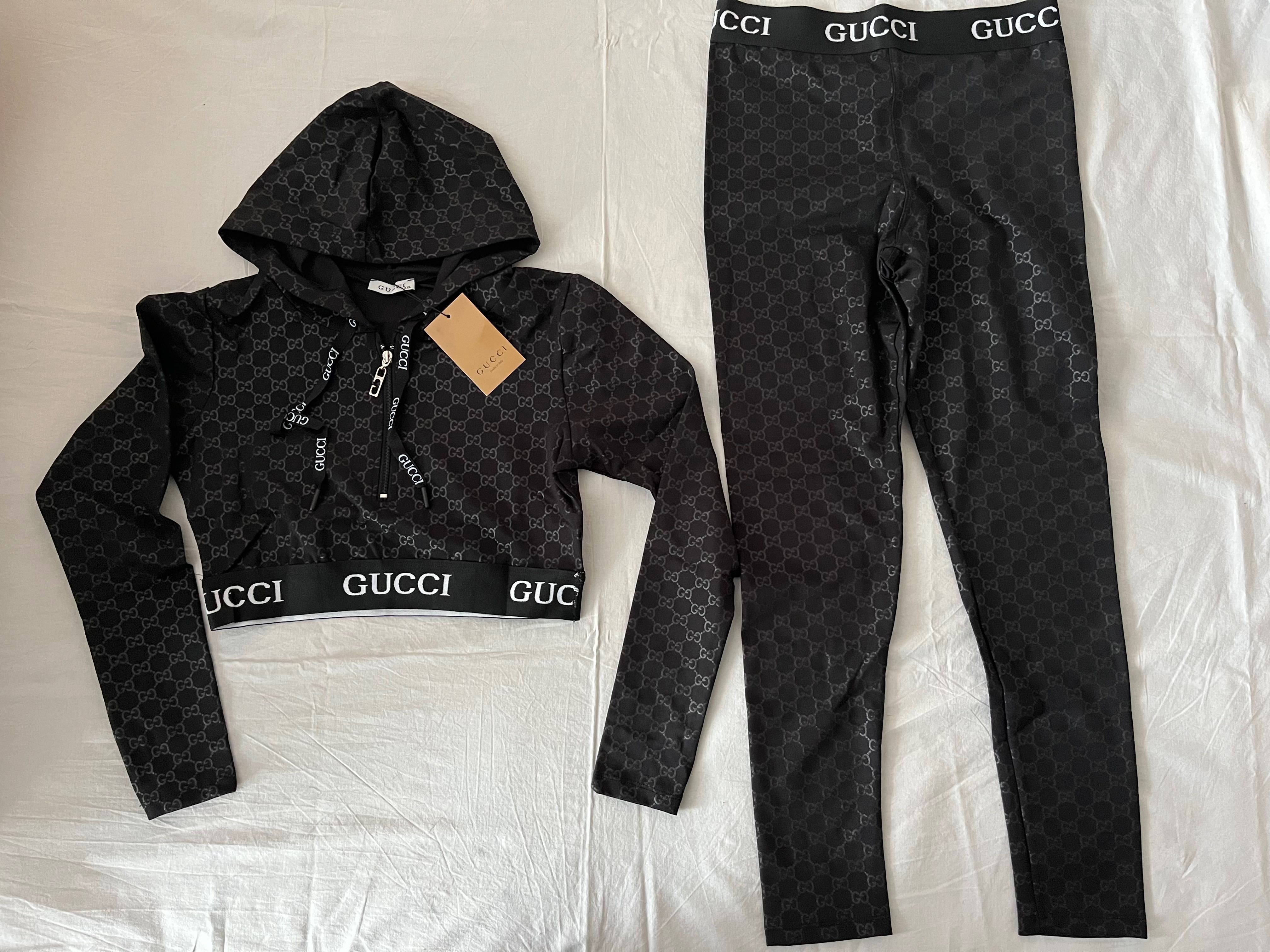 NOWY damski strój na siłownię Gucci do biegania GG legginsy bluzka XXL