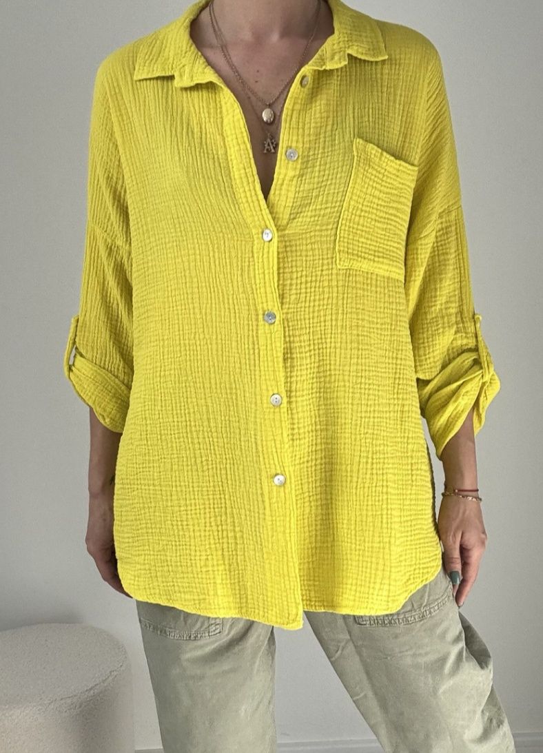 Koszula damska muślinowa żółta