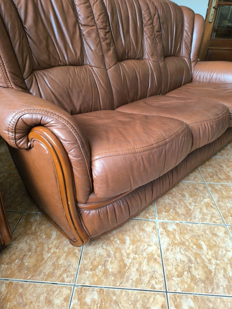 Conjunto de Sofás em pele genuína