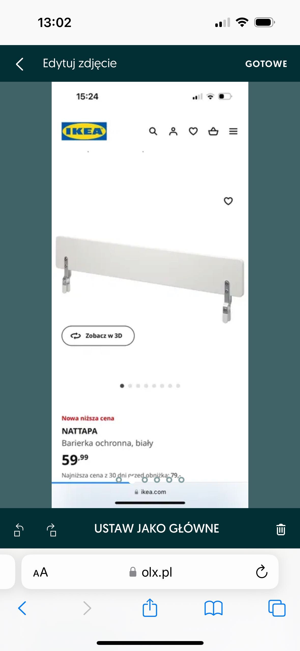 Łóżeczko niemowlęce ikea Sundvik 120x60