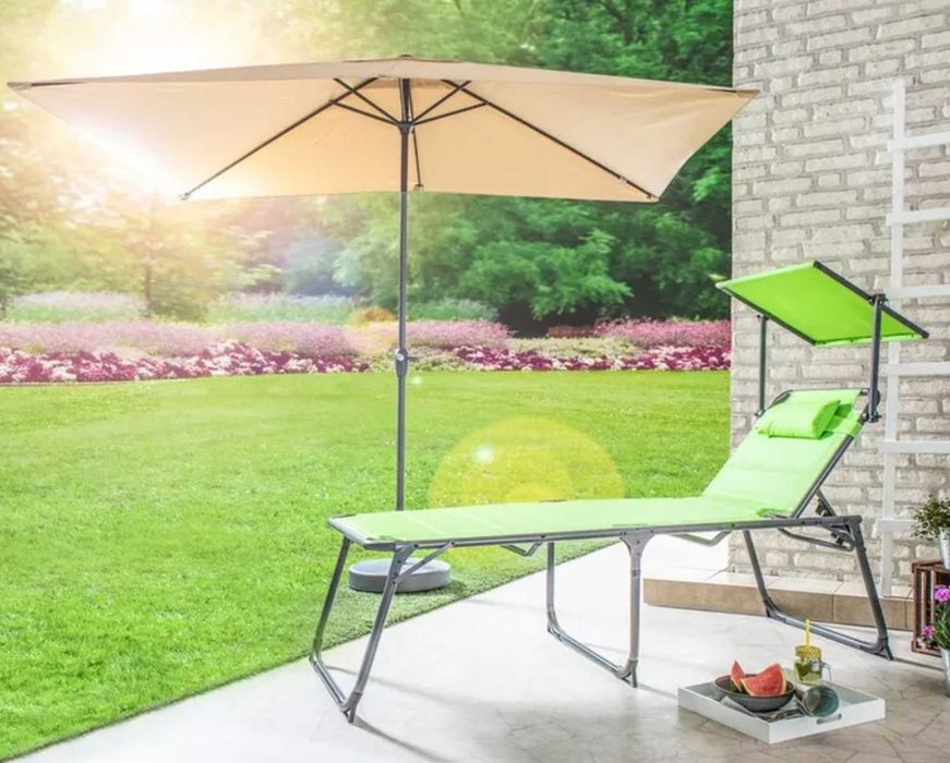Parasol ogrodowy XXL 2x3m ochrona UV 60 prostokąt terrakota beż DEMO