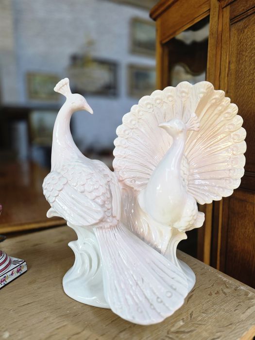 Duża figurka porcelanowa dwa pawie  paw 42 cm #1731  Stylowy Węgrów