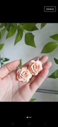 Spinki do włosów kwiaty róże różowe pudrowe akcesoria, 2 szt