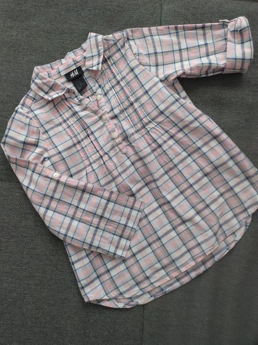 Śliczna cienka koszula tunika w kratę H&M rozmiar 104