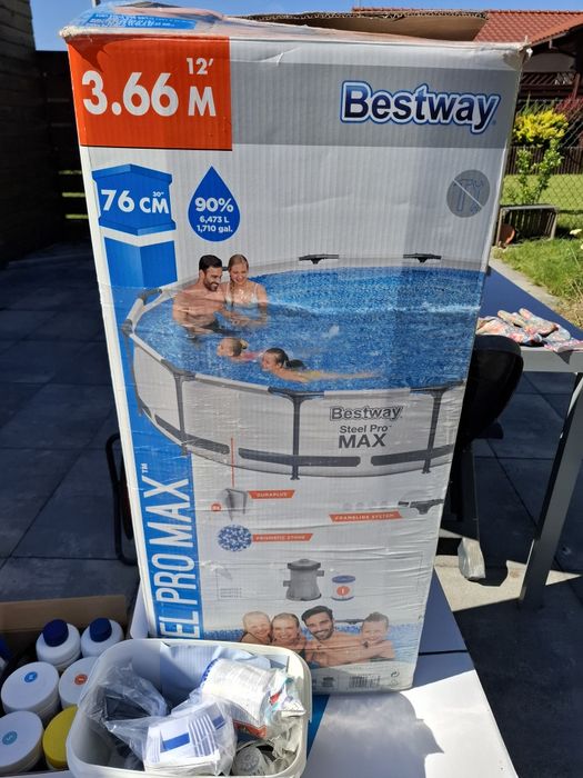 Mega zestaw basen + pompa  + akcesoria + chemia