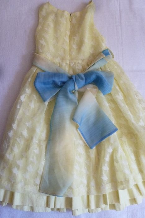 Платье Войчик 3 года балеринки хлопковое с бантом и синим цветком