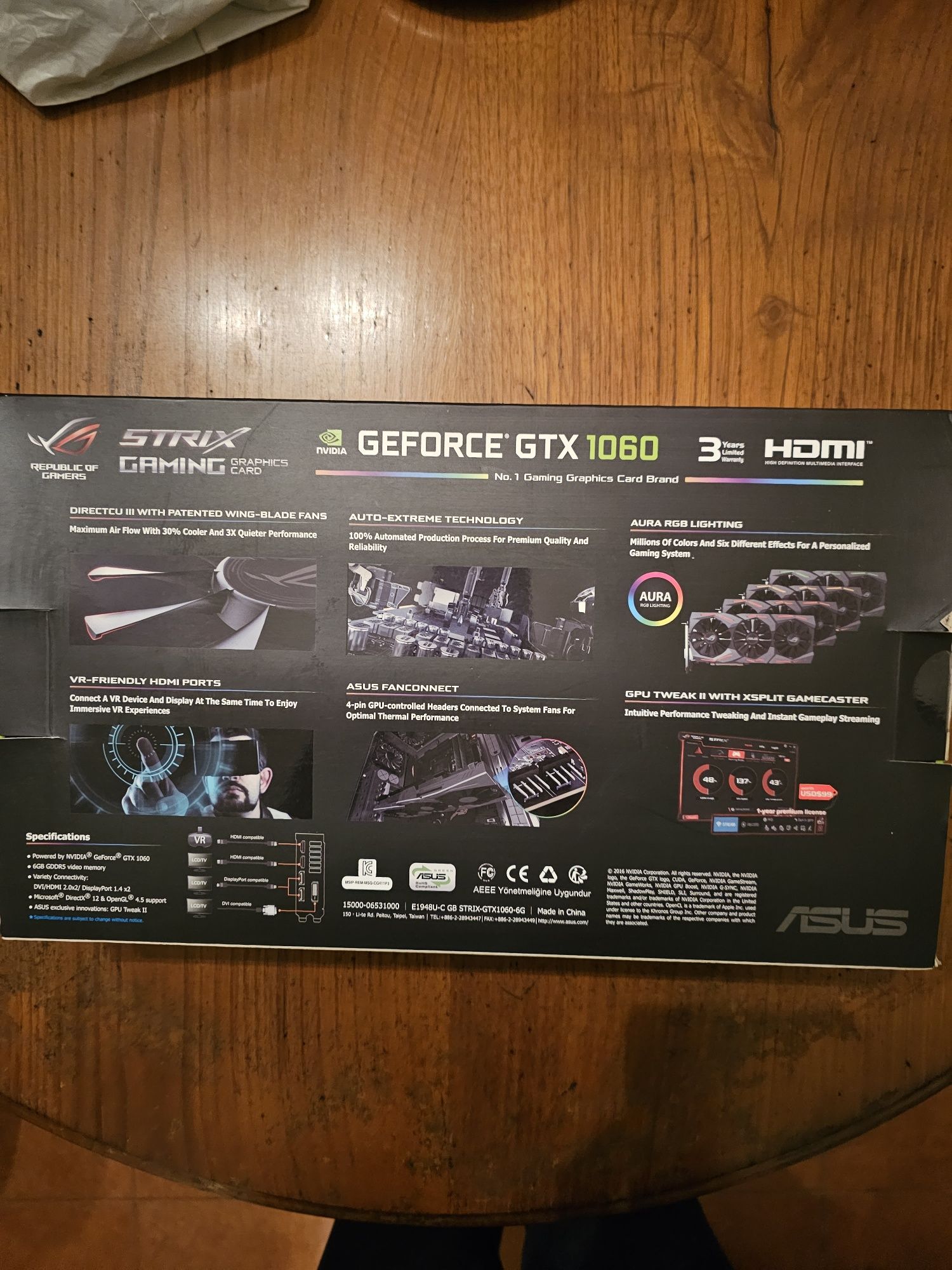 ASUS Rog Strix Geforce GTX 1060 6GB GDDR5