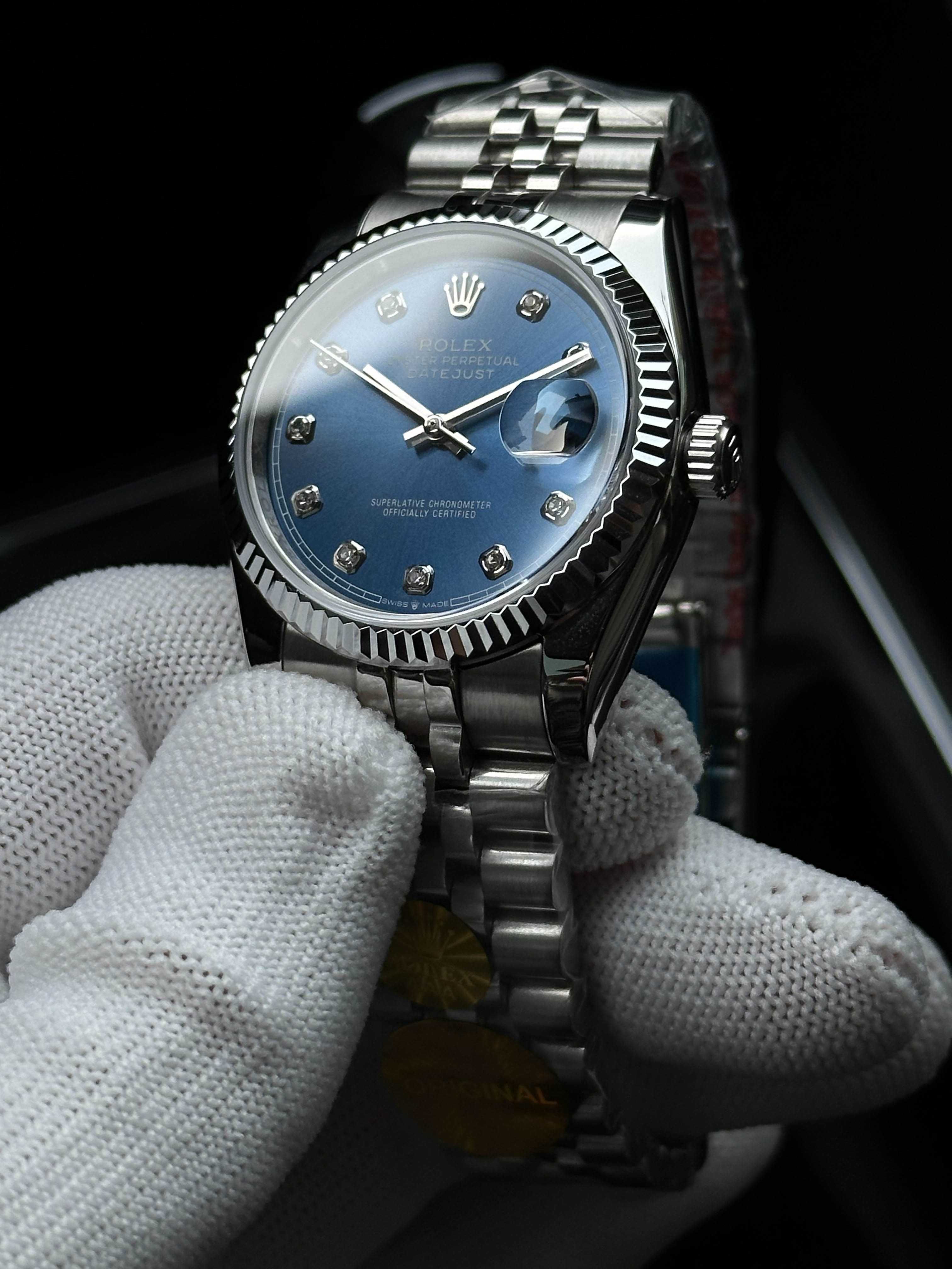 Швейцарские женские часы Rolex Datejust Blue Diamond 36 mm - Lady