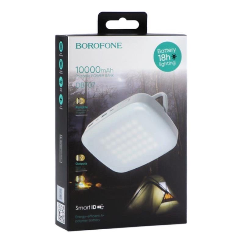Повербанк Borofone 10000mAh DBT07 з ліхтарем білий
