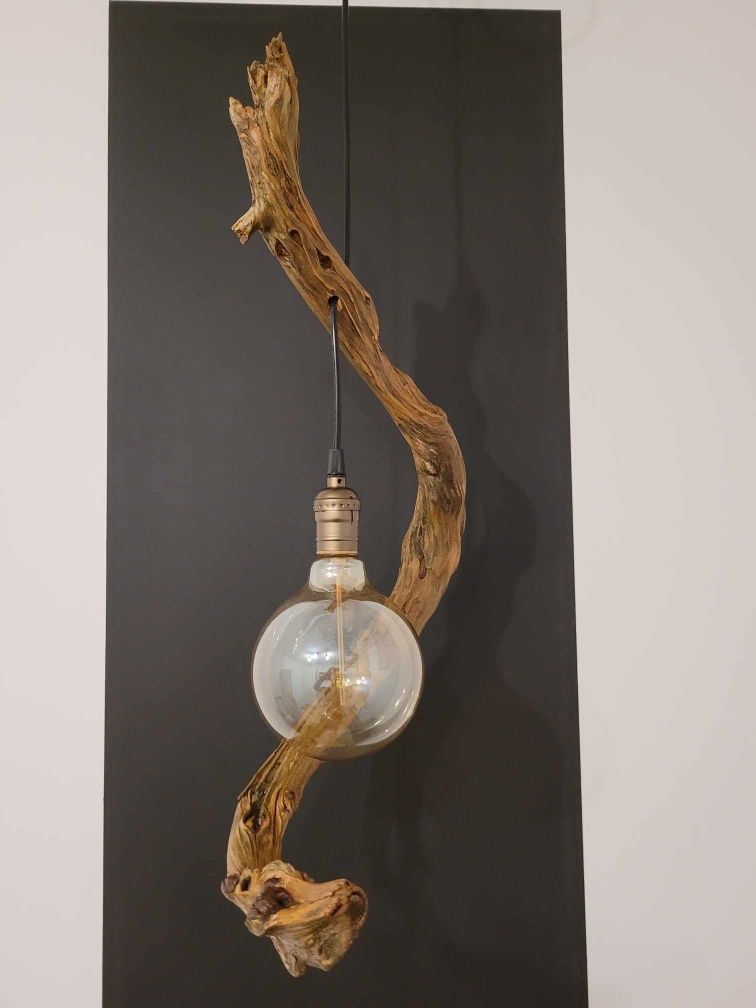 Drewniana /HAND MADE/ lampa wisząca loft / vintage  oświetlenie dekora