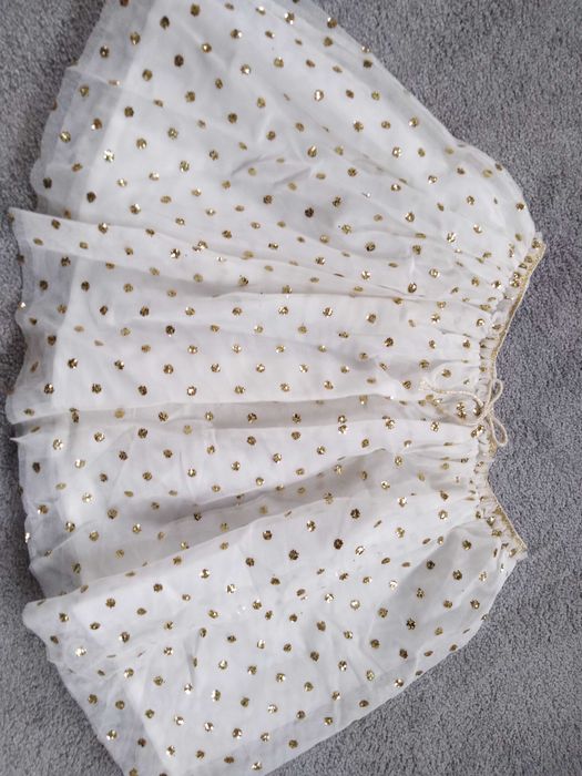 Tiulowa spódnica złote brokatowe kropki H&m 134 cm z metka prezent