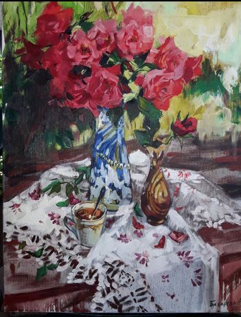Картина " Натюрморт с розами"