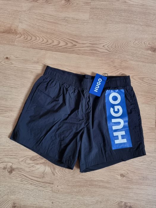 Nowe męskie kąpielówki hugo niebieskie logo M