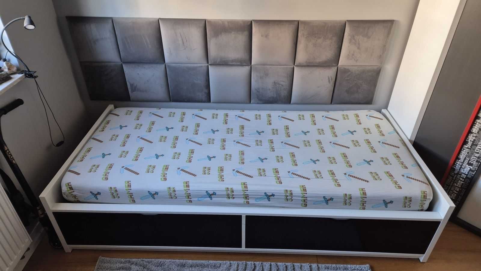 Łóżko IKEA Flaxa 90x200 z 2 szufladami i materacem Malvik 14cm