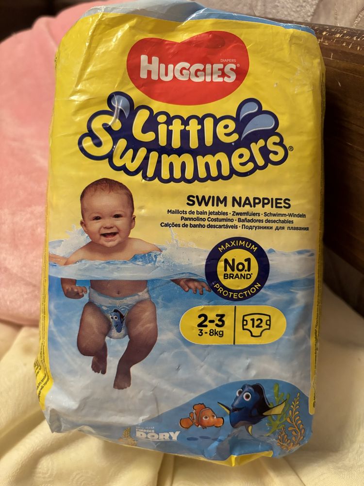 Huggies little swimers 2-3(3-8кг)трусики підгузки для плавання хаггис