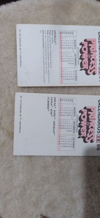 2 calendários da coleção Princess Power de 1986