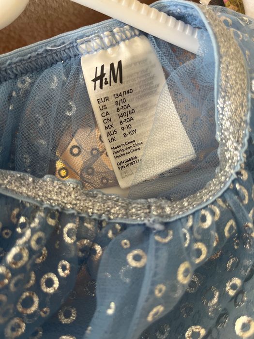 Niebieska błękitna tiulowa spódniczka w srebrne kółeczka HM116/122/128