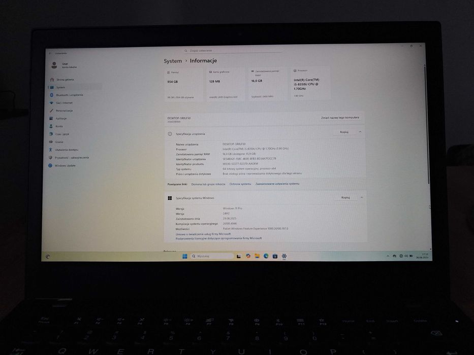 Lenovo ThinkPad T480 i5 16gb ram 1tb ssd Win11 FullHD