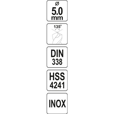 Wiertło Do Metalu Inox 5.0Mm Hss Premium Yato