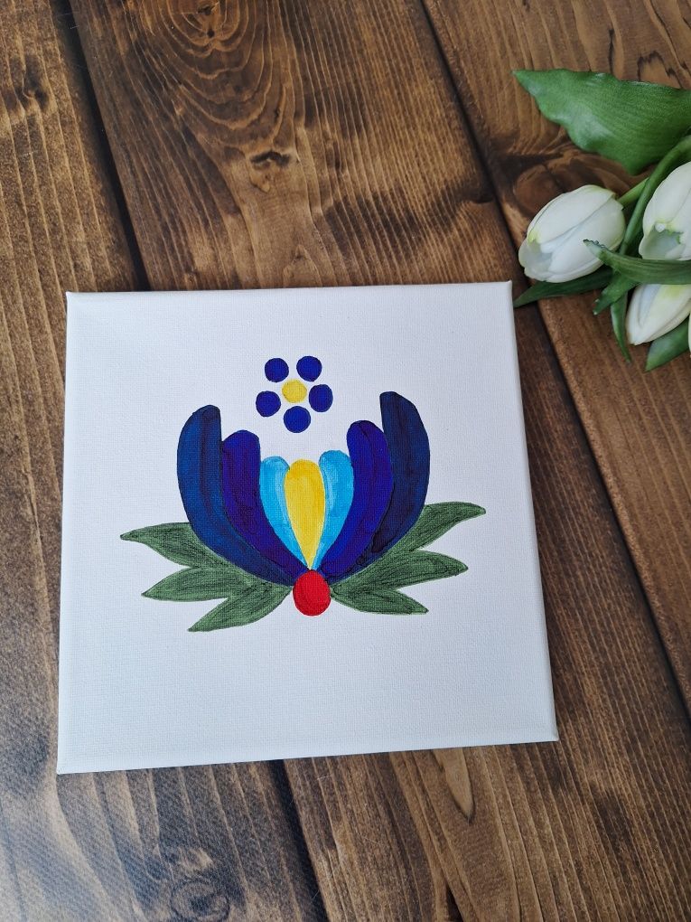 Obraz ze wzorem kaszubskim Palmeta - handmade