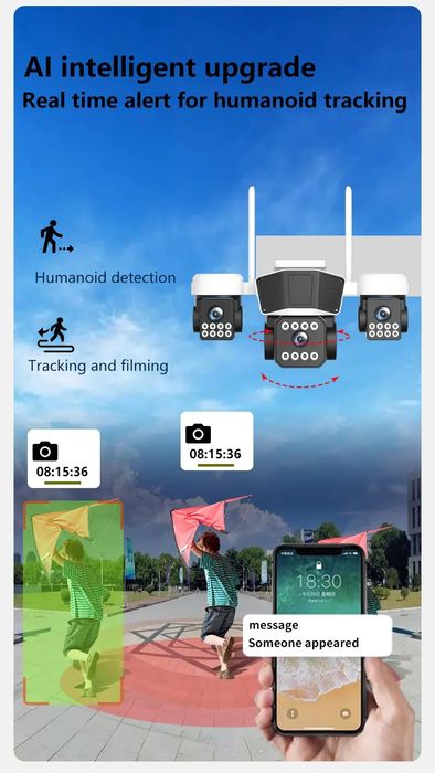 Kamera zewnętrzna ANSVICAM 6K UHD WiFi – potrójna głowica PTZ