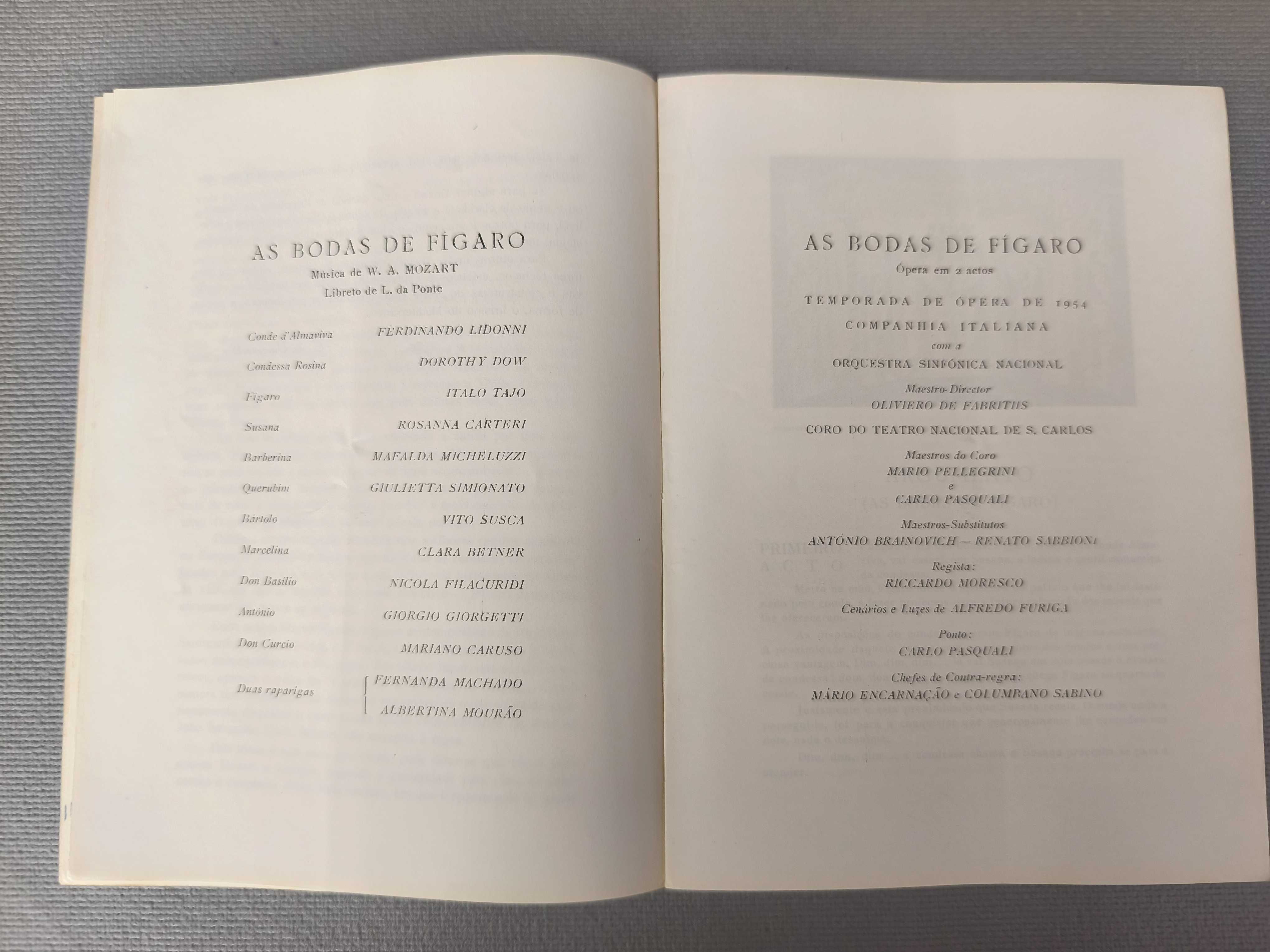 AS BODAS DE FÍGARO - Mozart
Programa e argumento Ópera S. Carlos