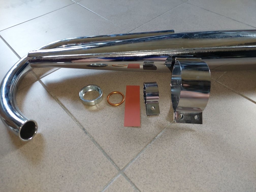 Nowy Polski kpl wydech rura tlumik kolanko wsk125 m06-b1 chrom