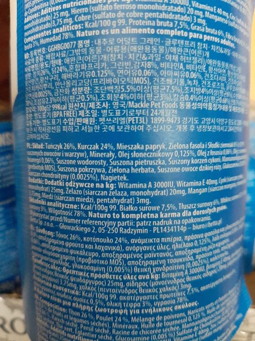 10 sztuk Naturo tuńczyk kurczak 390 g dla psów