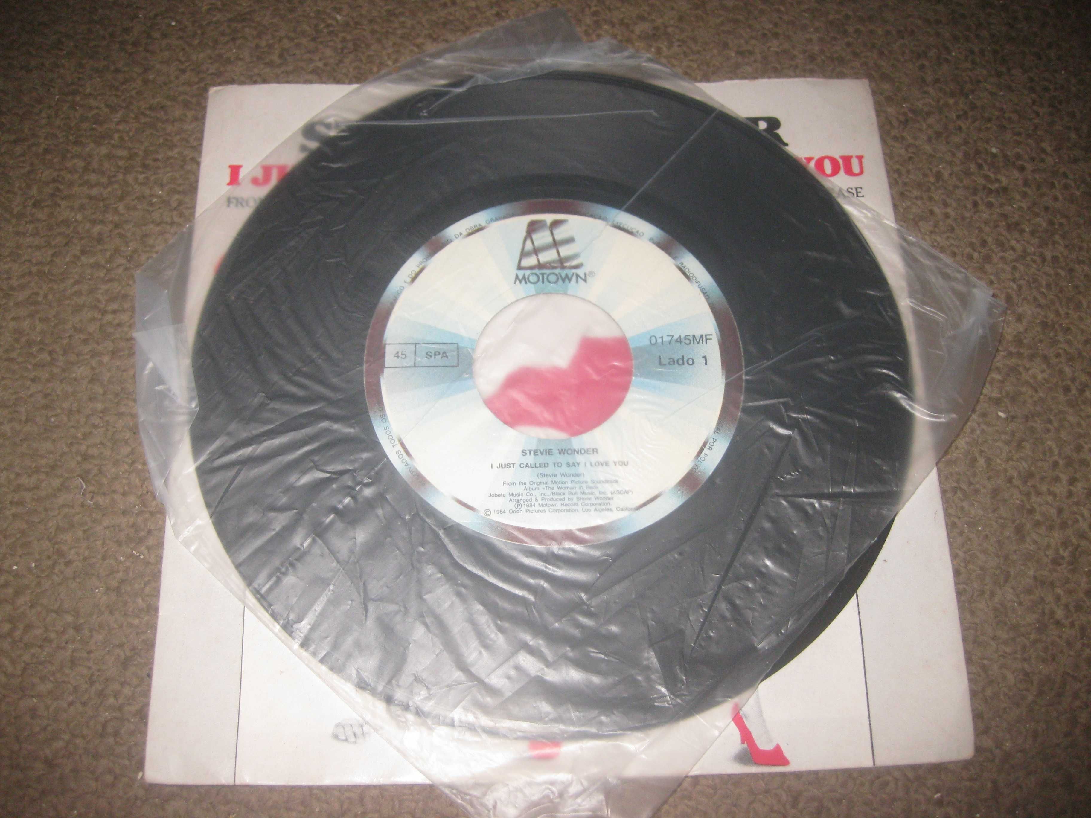 Vinil Single 45 rpm do Stevie Wonder "I Just Called To Say I Love You"