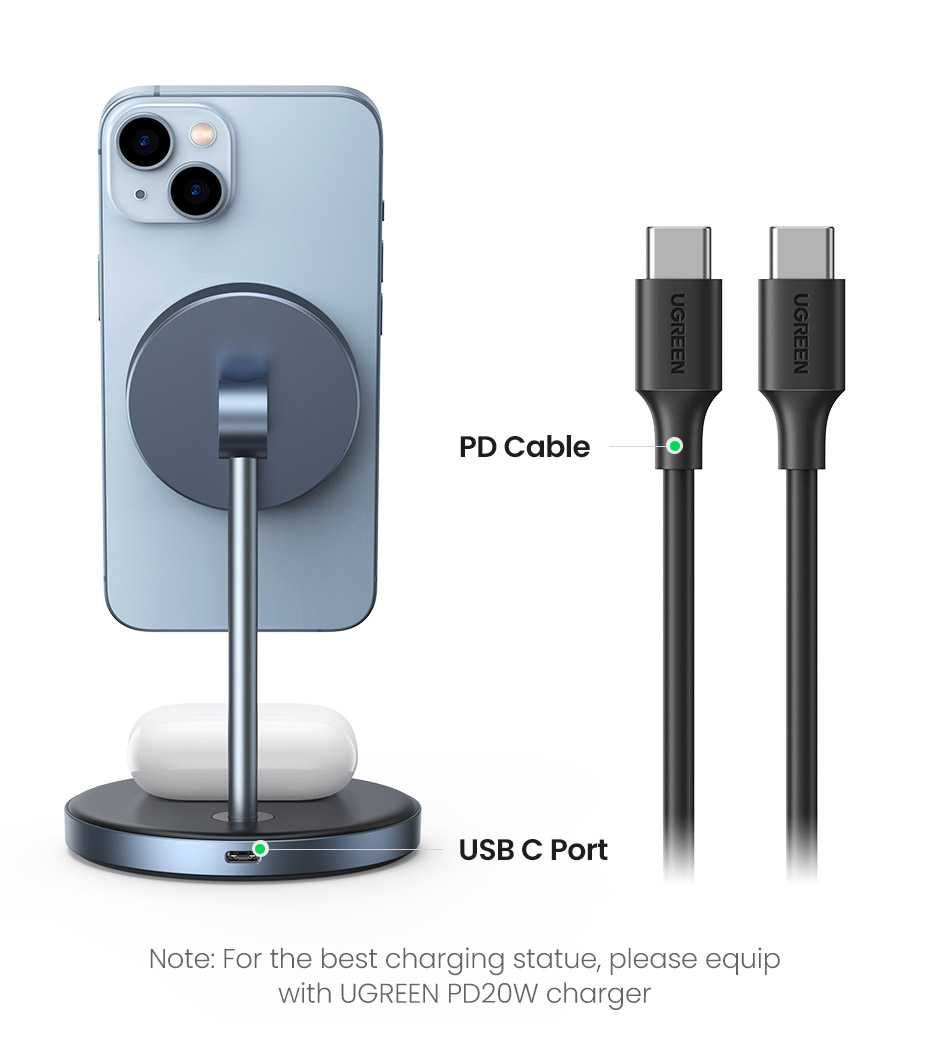 Беспроводная зарядка для iPhone 16 15 14 13 12 AirPods MagFlow UGREEN