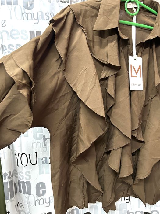 Блуза с воланами натуральная, оверсайз, Италия.