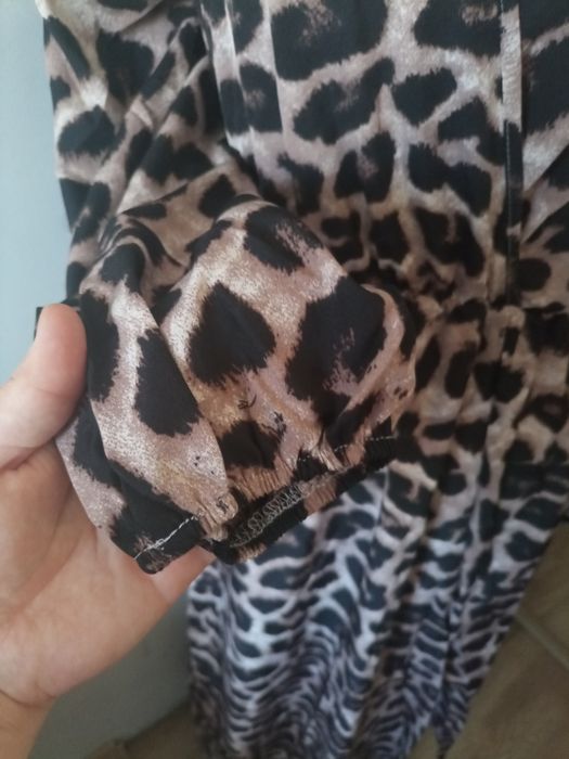 Sukienka maxi z rozcięciem w panterke XL NOWA!