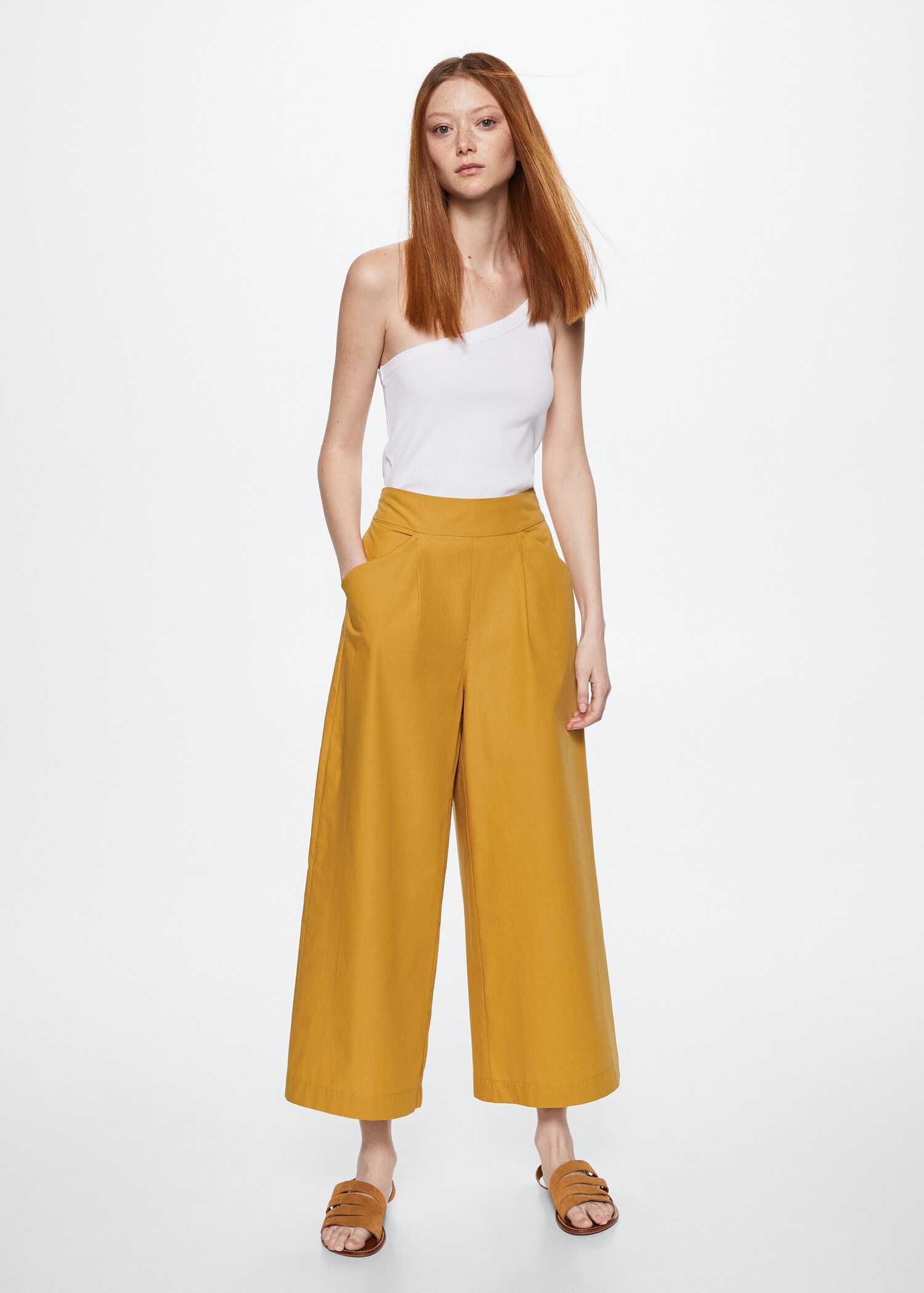 Широкі штани-кюлоти яскравого кольору від Mango рр XL