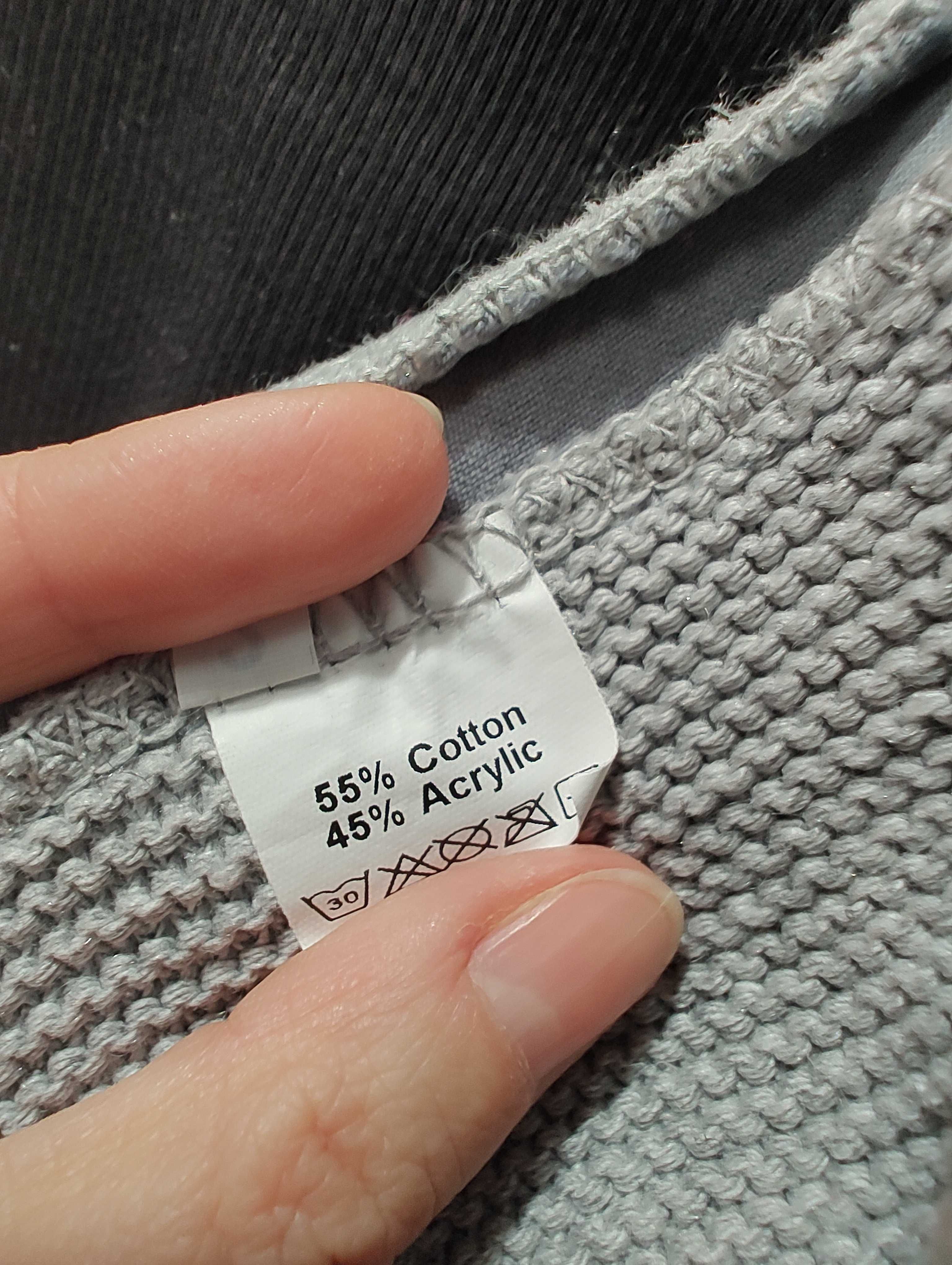 Elegancki asymetryczny awełniany kardigan sweter z ozdobnym kołnierzem