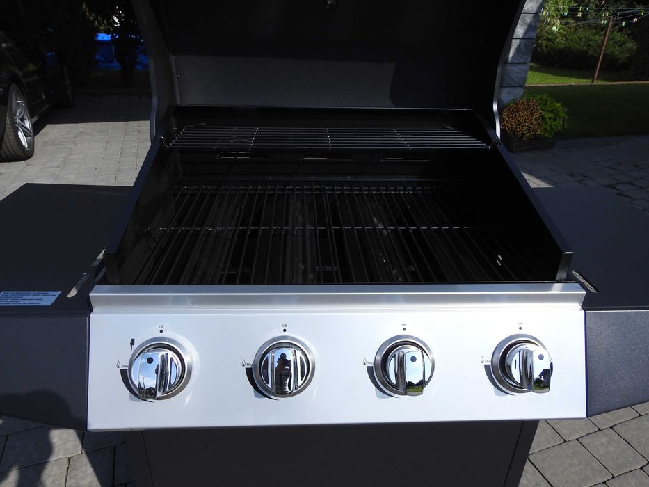Grill gazowy ogrodowy 4 palnikowy nowy, dwa ruszta, pokrywa, termometr