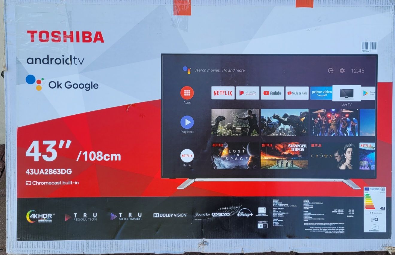 Telewizor LED 43 4KUHD cale Toshiba Android TV gwarancja