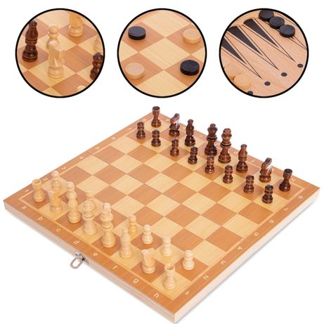 Настольная игра 3 в 1 Шахматы, Нарды, Шашки деревянные Chess Set