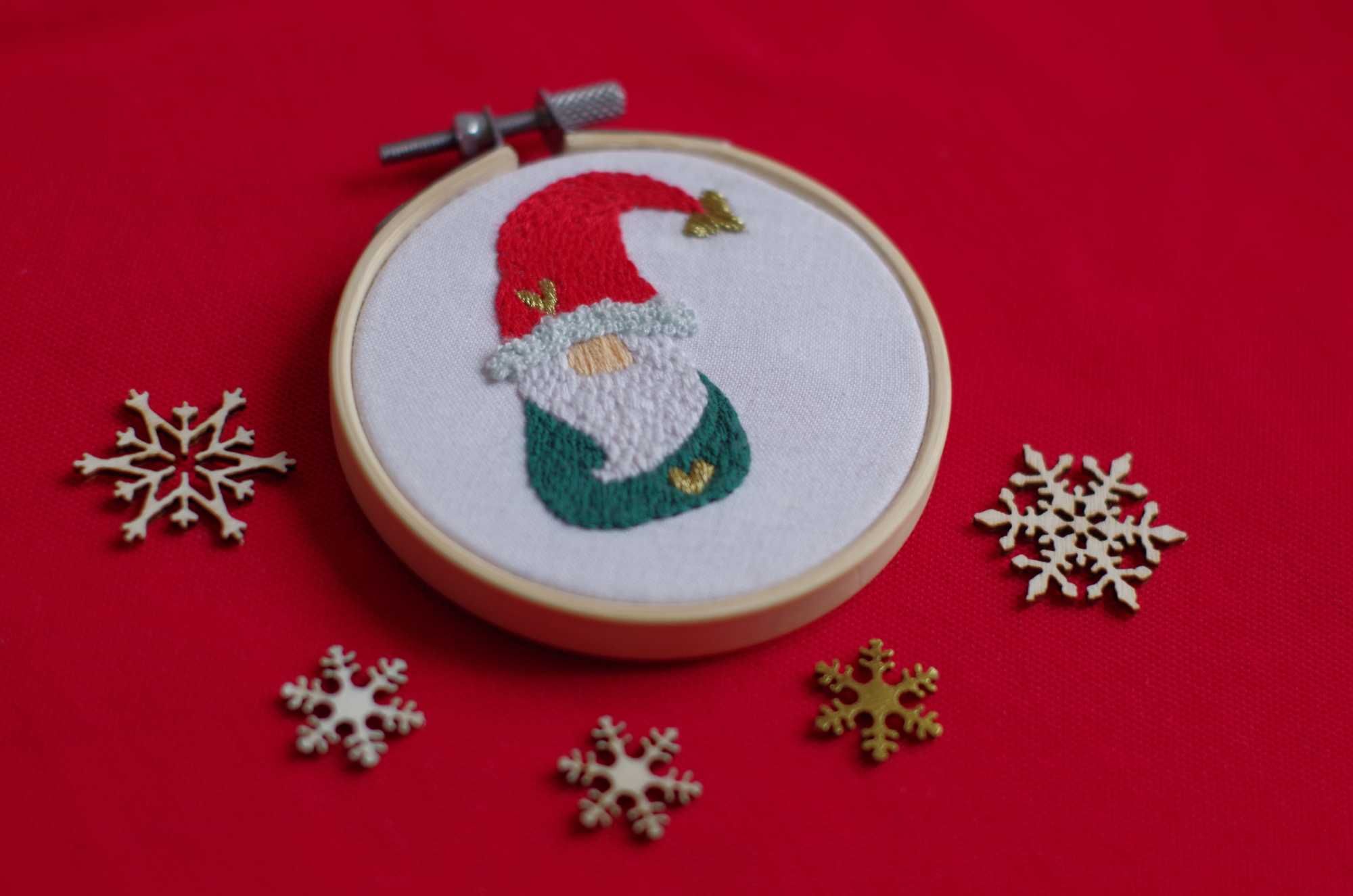 Obrazek świąteczny ręcznie haftowany w tamborku handmade