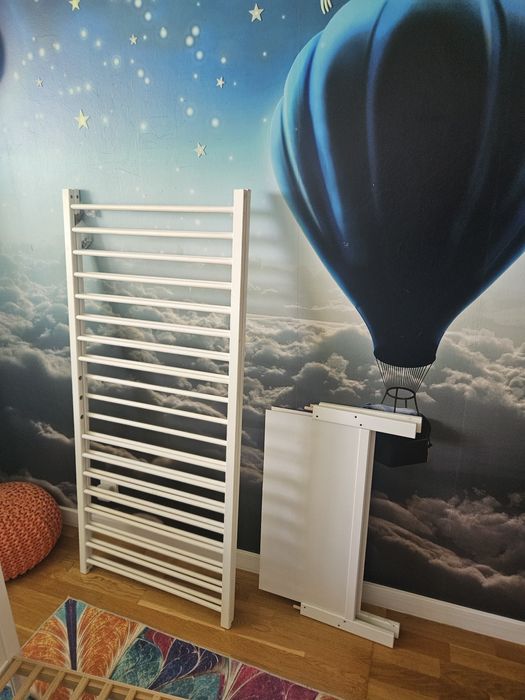Łóżko łóżeczko dziecięce tapczan 2w1 drewniane białe materac 140x70