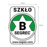 Naklejka SEGREC B - SZKŁO 24x18cm na kosze do segregacji