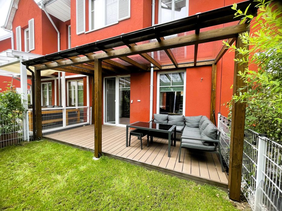 Zadaszenie tarasu, pergola, drewno BSH, shutters, altana, poliwęglan