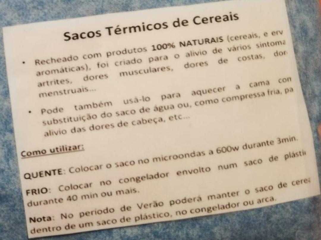 Sacos Térmicos de Cereais, Quente/Frio