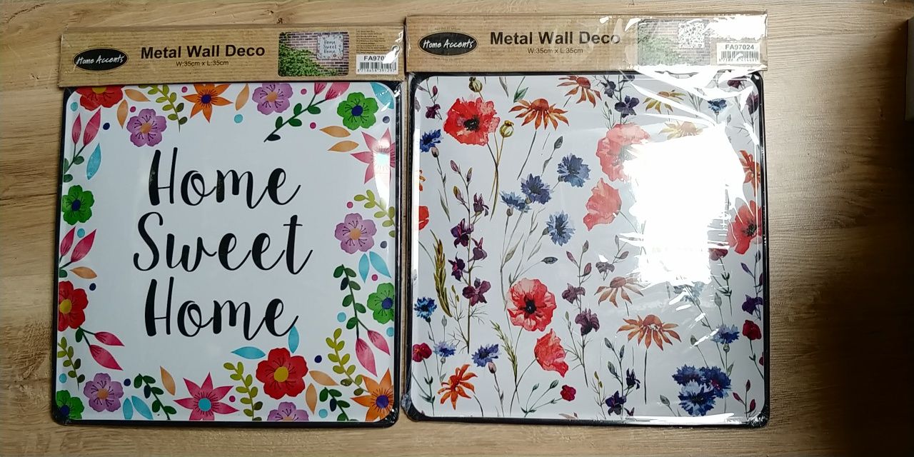 Zestaw metalowy obraz nowy kwiaty flower print loft