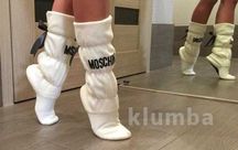 Тапочки moschino женские домашние белые с бантами