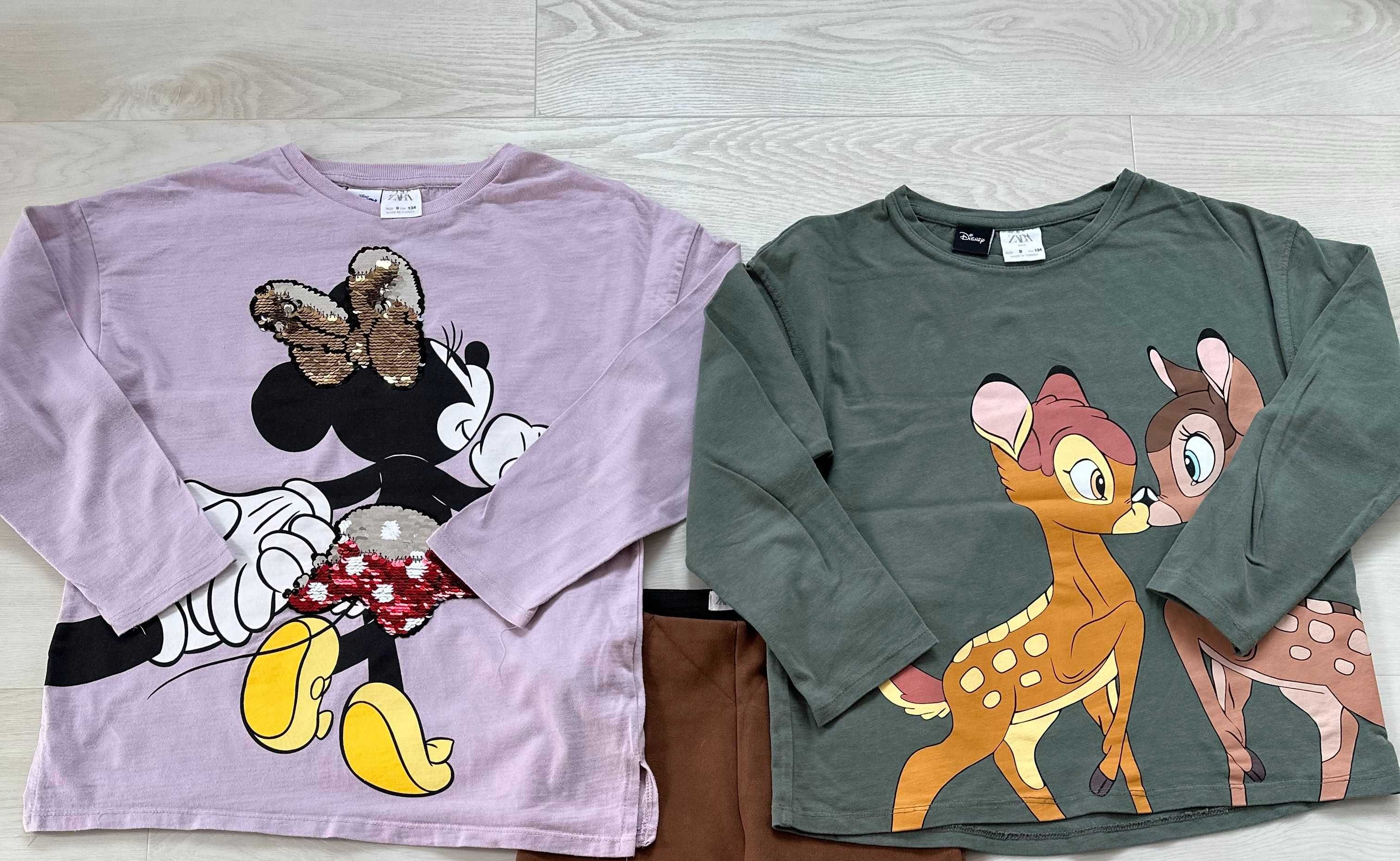 2 bluzeczki Disney ZARA Minnie Bambi 134 9 lat stan idealny