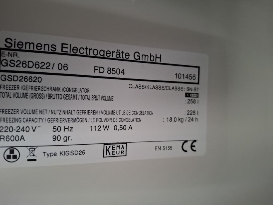 Морозильна камера Siemens modelGSD622