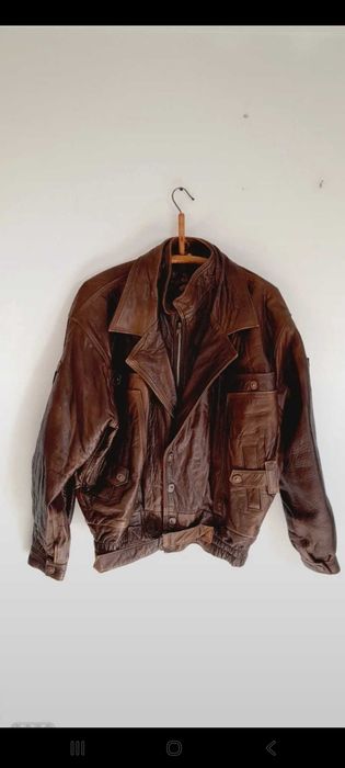 Vintage retro brązowa kurtka skóra naturalna kata 80 90 S