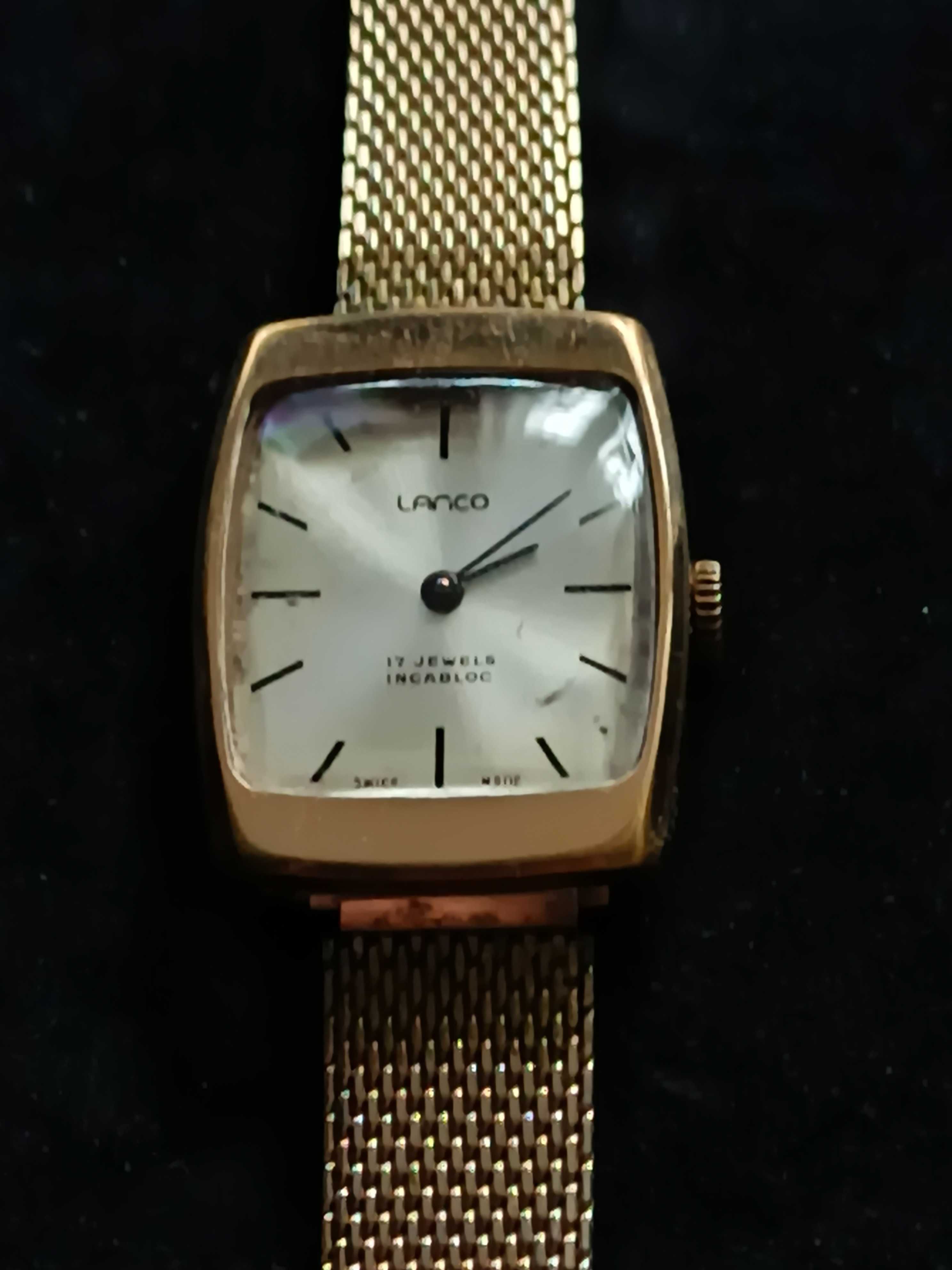 Sprzedam stary pozłacany zegarek art deco Lanco na bransolecie