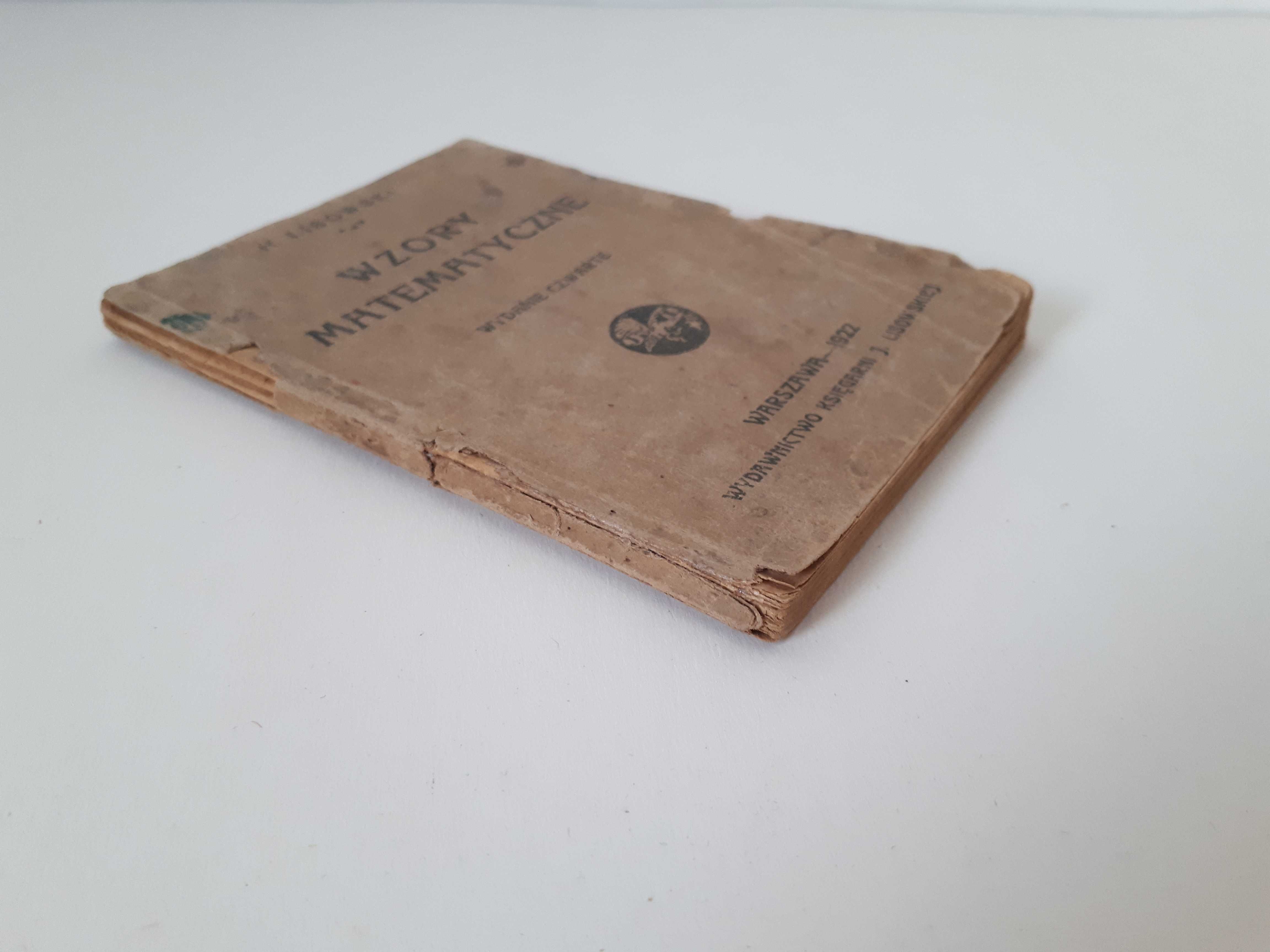 książeczka Wzory matematyczne - Lisowski 1922