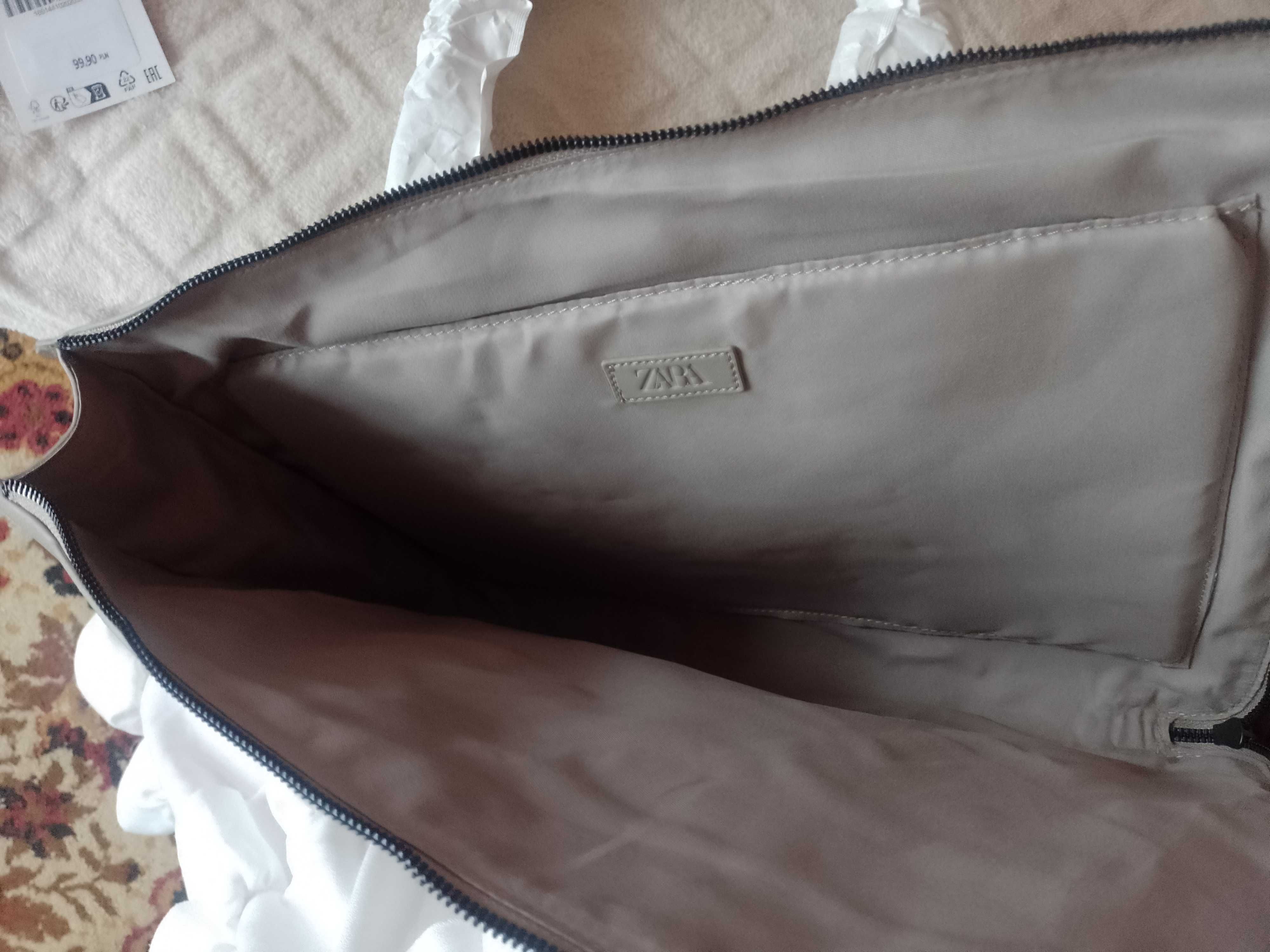 ZARA) Szara teczka torba na laptopa '13 z Madrytu, NOWA